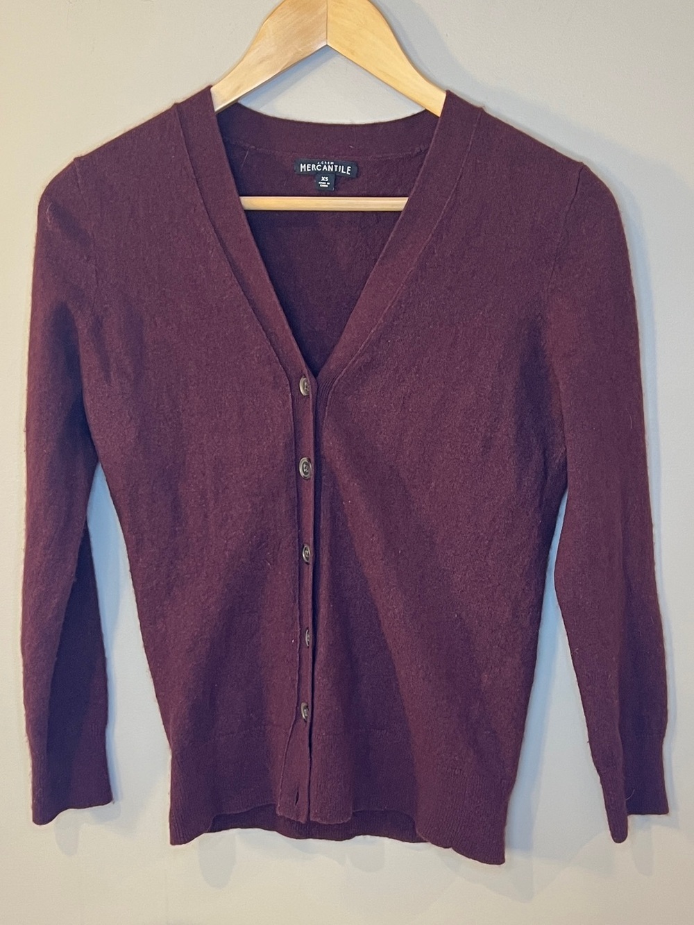 Mercantile Women’s Burgundy Button Front Cardigan Sweater Size XS - Picture 2 of 5